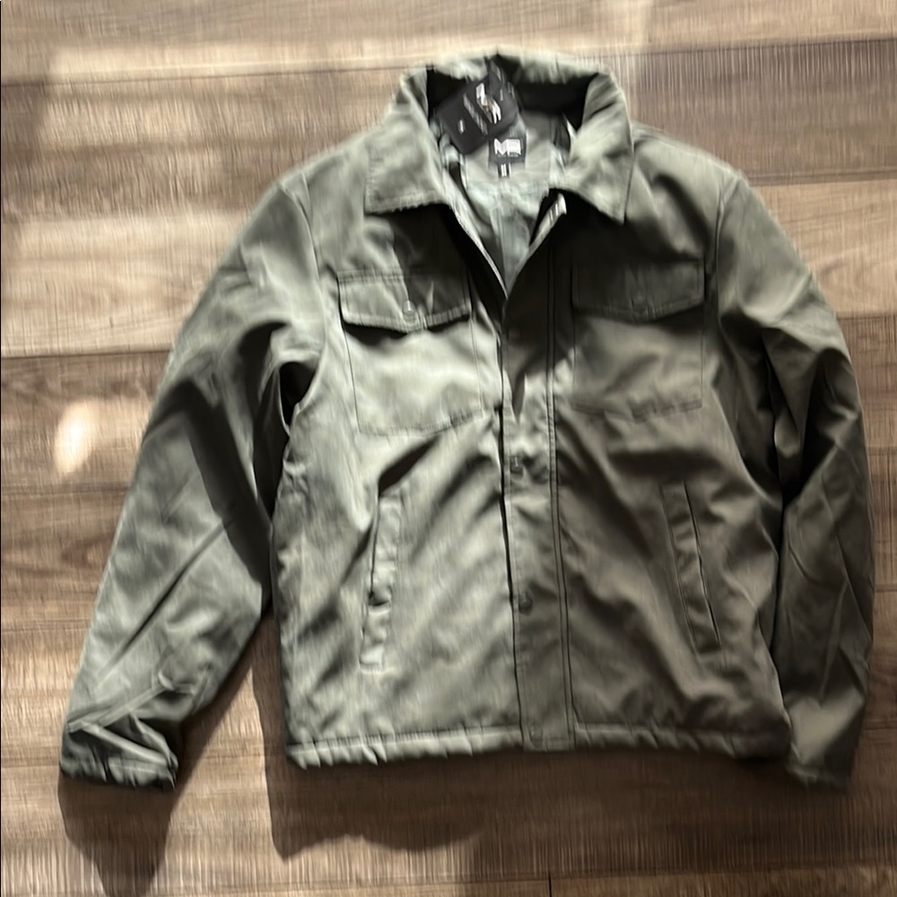 Green Military Field Jacket with Stand-Up Collar